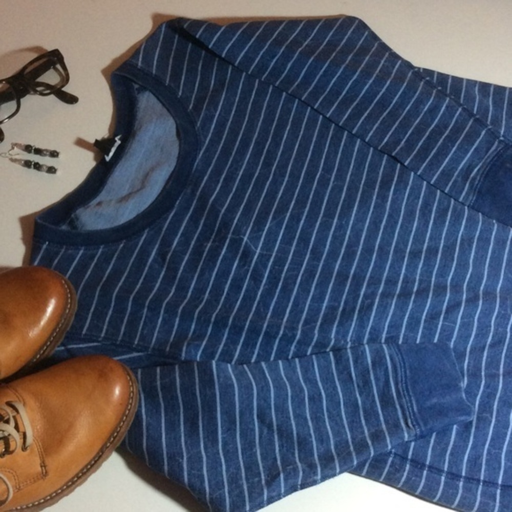 NWT Theory Cotton Striped Crackled Top Size Medium